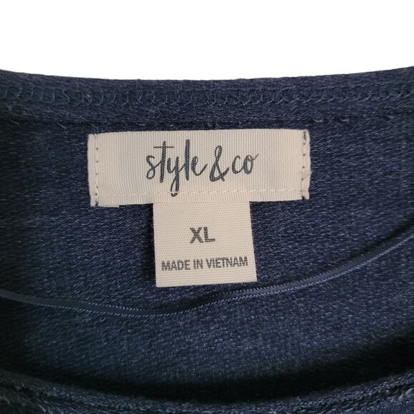 Style and Co Sequin Stars Embellished Women's Log Sleeve Top Size XL - Picture 3 of 5